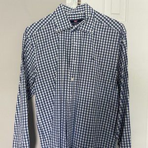 Vineyard Vines Blue Gingham Whale Shirt (Medium)